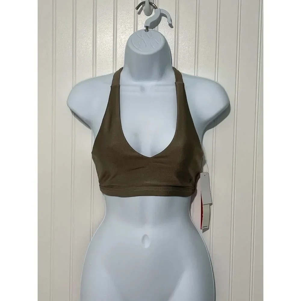 Good American Core Plunge‎ Performance Criss Cross Sports Bra Bronze Size 0 XS